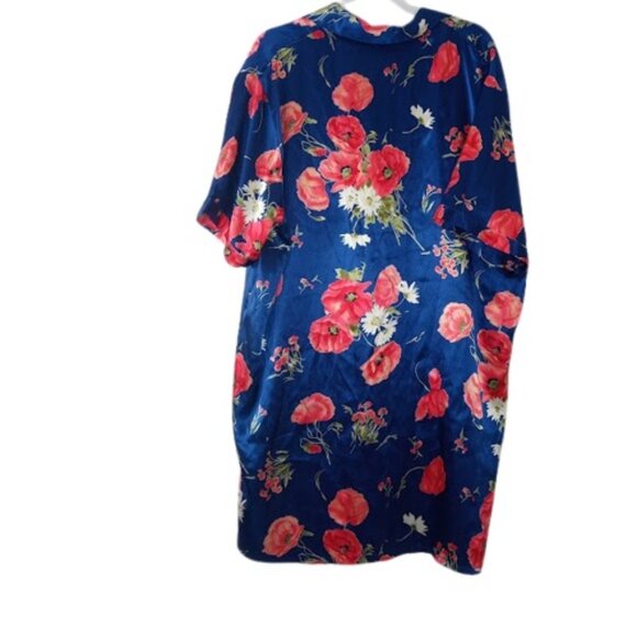 Lane Bryant Intimates Womens Button Front Nightgown Blue Floral Satin Plus 18/20 - Picture 3 of 3